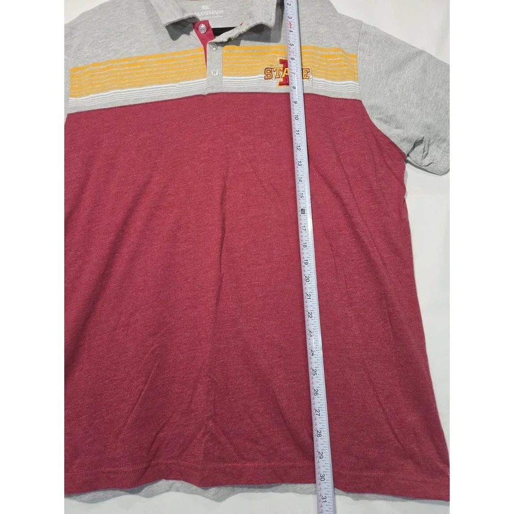 Colosseum Iowa State Cyclones Polo Men XXL NCAA Striped Colorblock Cardinal Gold